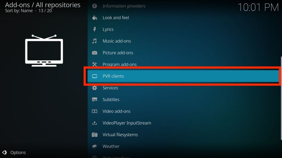 Install IPTV on KODI app